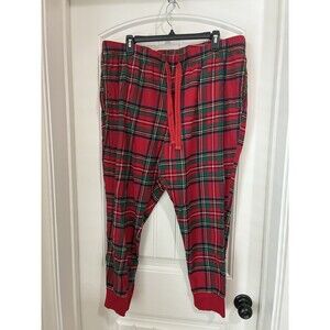 OLD NAVY WOMENS  Red Tartan Plaid Flannel Pajama Joggers Pants XL